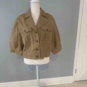 Cropped Safari-Style Canvas Jacket